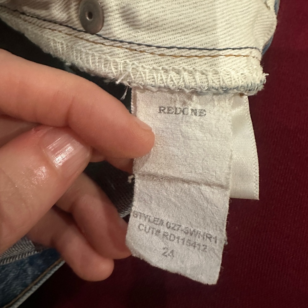 ReDone Light Blue Straight Leg Jeans Distressed Denim size 24 XS NWOT tailored - Picture 10 of 10